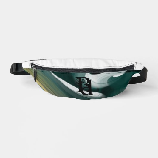 Witte taillepack trend abstracte kunst zwart groen heuptasje (Voorkant)
