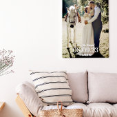 Witte tak Mr & Mrs huwelijksdatum foto Canvas Afdruk