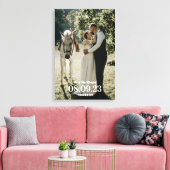 Witte tak Mr & Mrs huwelijksdatum foto Canvas Afdruk (Insitu (Woonkamer))