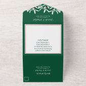 Witte takken & bessen Kerstmis Bruiloft Groen All In One Uitnodiging (Buitenkant)