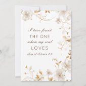 Witte Tan Floral Modern Christelijk Bijbelhuwelijk Kaart (Achterkant)