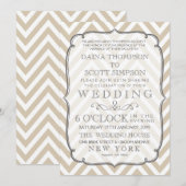 Witte Tan Neutral Chevron Stripes Wedding Kaart (Voorkant / Achterkant)