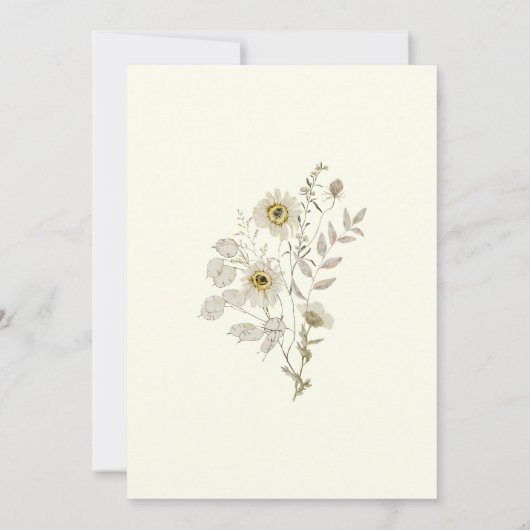 Witte Tan Rustieke Boho Wildflower Wedding Kaart (Achterkant)