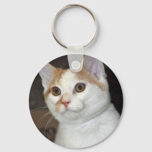 Witte/Tan Shorthair Shelter Cat Sleutelhanger