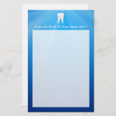 Witte tand op blauwe achtergrond briefpapier (Voorkant / Achterkant)
