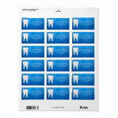 Witte tand op blauwe achtergrond etiket (Full Sheet)
