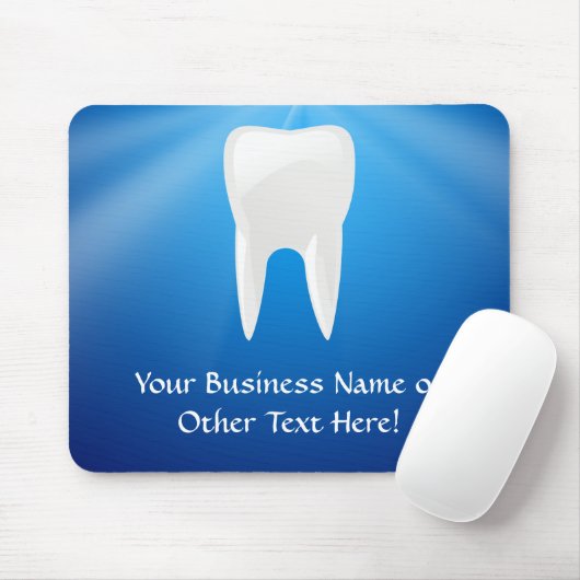 Witte tand op blauwe achtergrond muismat (Met muis)