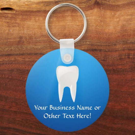 Witte tand op blauwe achtergrond sleutelhanger (Voorkant)