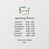 witte tand tandarts openingstijden vensterbank raamsticker (Vel)