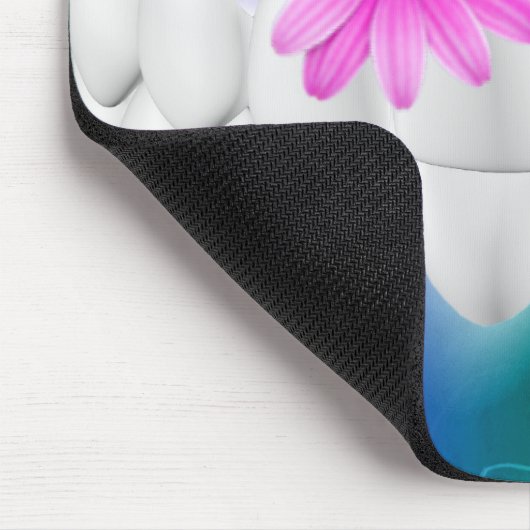 Witte tanden glimlach roze bloem tandarts mousepad muismat (Hoek)