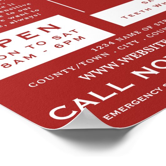 Witte tandheelkundige tandheelkunde, tandheelkundi poster (Hoek)