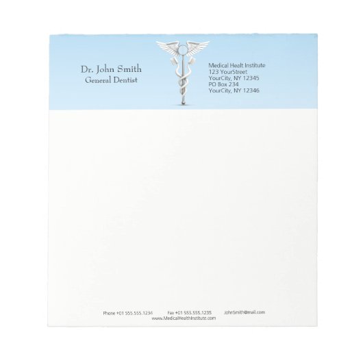 Witte Tandspiegel Caduceus Tandenborstel Medisch Notitieblok (Voorkant)