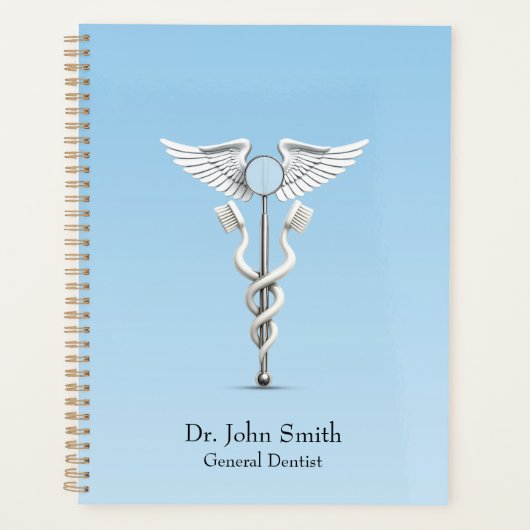 Witte Tandspiegel Caduceus Tandenborstel Medisch Planner (Voorkant)