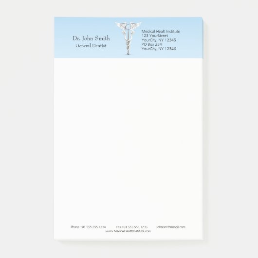 Witte Tandspiegel Tandenborstel Caduceus Medical Post-it® Notes (Voorkant)