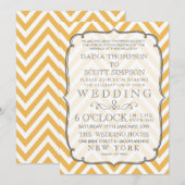 Witte Tangerine Chevron Stripes Trouwen Kaart (Voorkant / Achterkant)