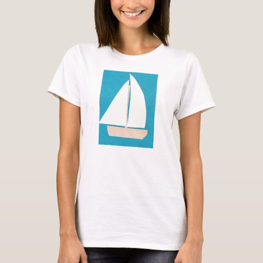 Witte Tanktop met zeilboot (Voorkant)