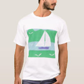 Witte Tanktop met zeilboot (Voorkant)