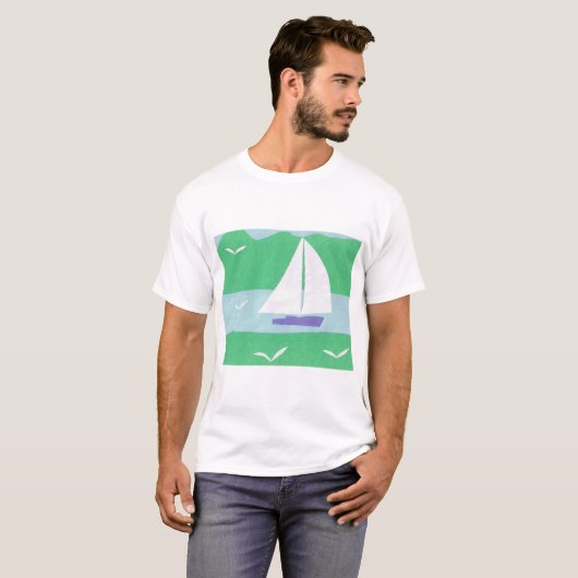 Witte Tanktop met zeilboot (Voorkant volledig)