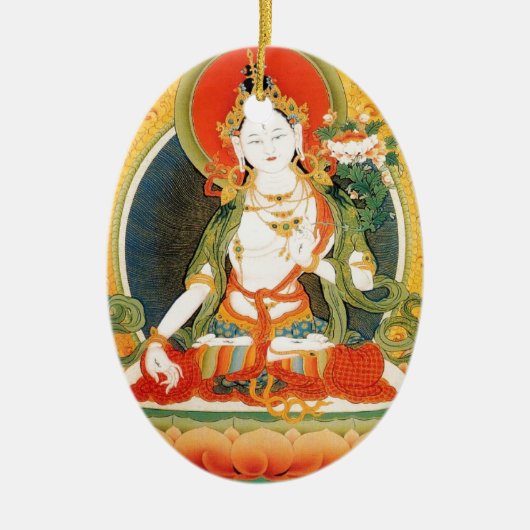 WITTE TARA BUDDHIST DEITY KERAMISCH ORNAMENT (Voorkant)
