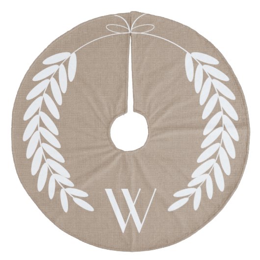 Witte Tarwe Laurels Burlap Fleece Kerstboom Rok (Voorkant)