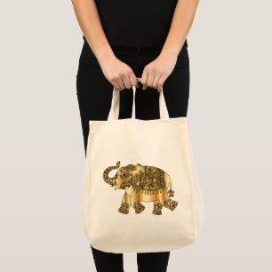 Witte tas met een gouden olifant