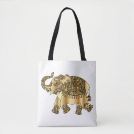 Witte tas met een gouden olifant