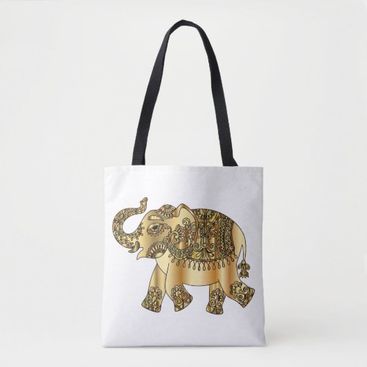 Witte tas met een gouden olifant (Voorkant)