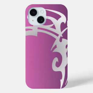 Witte tattoo print op paarse verloop iPhone 15 case