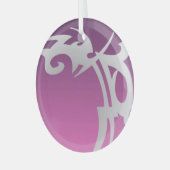 Witte tattoo print op paarse verloop glas ornament (Voorkant links)
