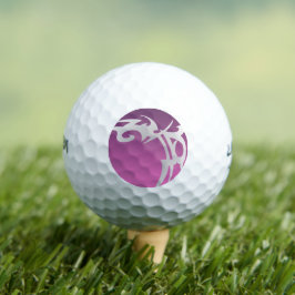 Witte tattoo print op paarse verloop golfballen