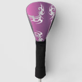Witte tattoo print op paarse verloop golfheadcover (Voorkant)