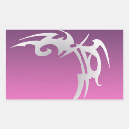 Witte tattoo print op paarse verloop rechthoekige sticker