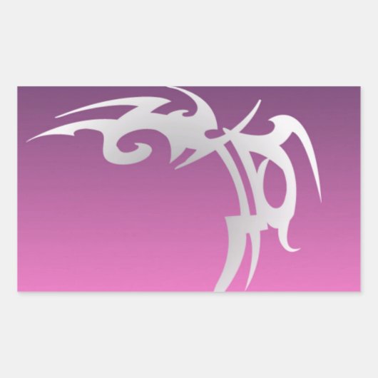 Witte tattoo print op paarse verloop rechthoekige sticker (Voorkant)