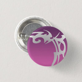 Witte tattoo print op paarse verloop ronde button 3,2 cm