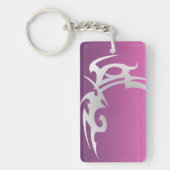Witte tattoo print op paarse verloop sleutelhanger (Voorkant)