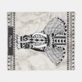 Witte & Taupe Marmeren Tribal Patroon Olifant Fleece Deken (Voorkant (Horizontaal))