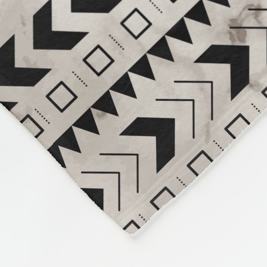 Witte & Taupe Marmeren Tribal Patroon Olifant Fleece Deken (Hoek)