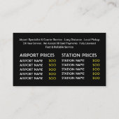 Witte Taxi Cab Logo, prijslijst Visitekaartje (Achterkant)