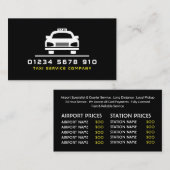 Witte Taxi Cab Logo, prijslijst Visitekaartje (Voorkant / Achterkant)