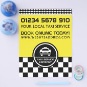 Witte taxi rond logo met prijslijst flyer (Enkel)