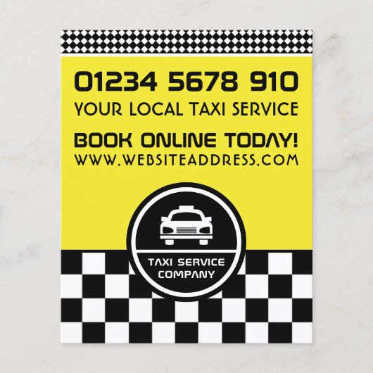 Witte taxi ronde logo met prijslijst flyer (Voorkant)