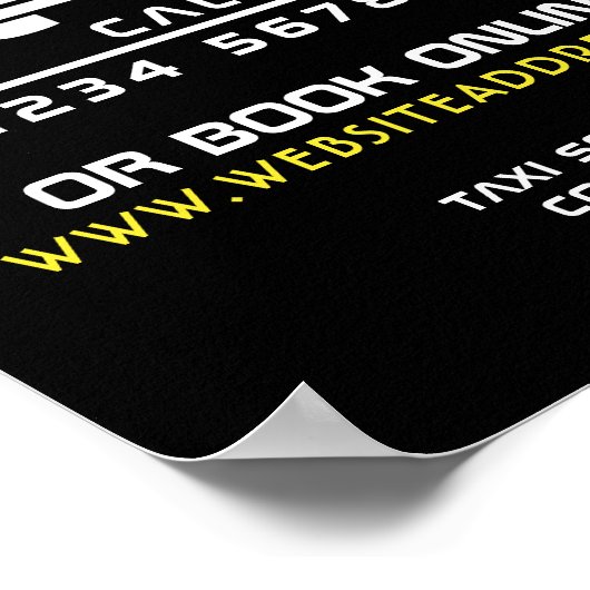 Witte Taxicabine Logo Adverteren Poster (Hoek)