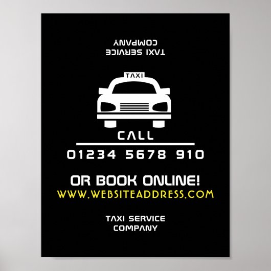 Witte Taxicabine Logo Adverteren Poster (Voorkant)