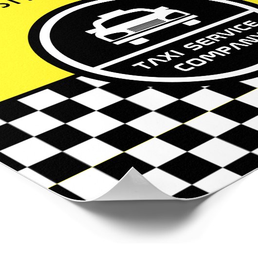 Witte Taxicabine omcirkelde Logo Adverteren Poster (Hoek)