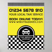 Witte Taxicabine omcirkelde Logo Adverteren Poster (Voorkant)