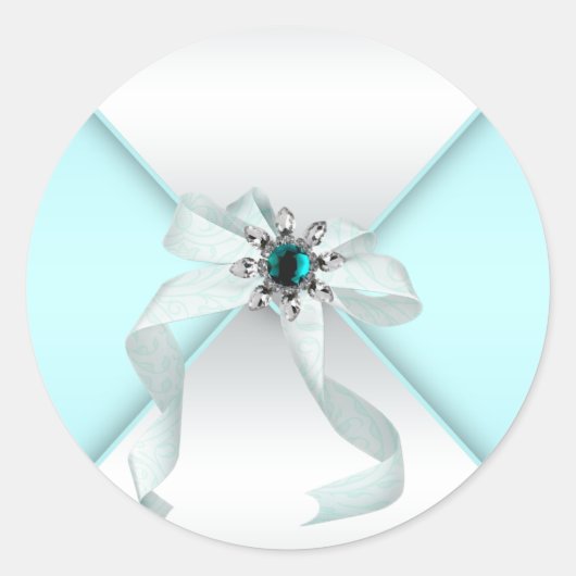 Witte Teal Blauwe Envelope Zegel Feest Favoriet La (Voorkant)