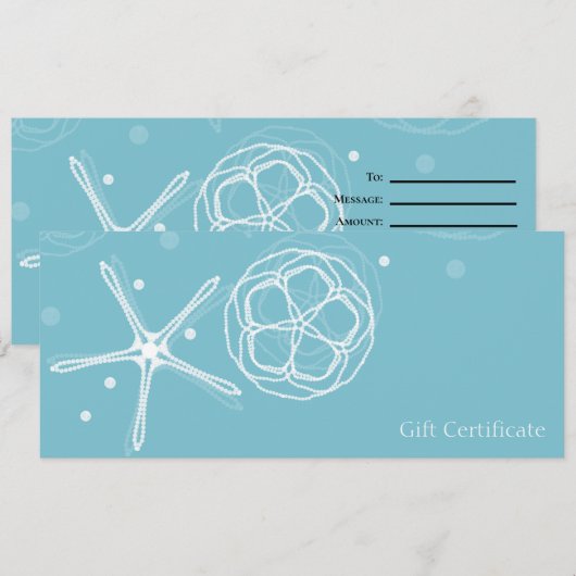 Witte Teal Elegante Parel Zeester Cadeaubon Kaart (Voorkant / Achterkant)