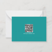 Witte & Teal QR-code typografie script naam Notitiekaartje (Achterkant)