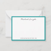 Witte & Teal QR-code typografie script naam Notitiekaartje (Voorkant)