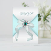 Witte Teal Sweet 16 Feestje RSVP Kaartje (Staand voorkant)